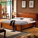 尚木世家1.8米双人床纯柚木实木床主卧室木质床现代实木家具50560