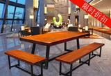 欧式复古实木做旧组装铁艺餐桌椅组合长方形酒吧个性咖啡办公桌
