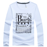 2016年Burberry纯棉圆领长袖T恤男士打底衫潮流韩版男士T恤加大码
