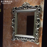 欧式新古典仿古做旧卫生间装饰镜浴室镜化妆镜壁挂厕所镜子方形