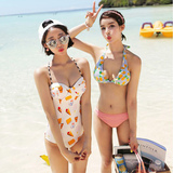 韩国设计bikini甜美少女可爱冰淇淋连体钢托聚拢修身比基尼泳衣女