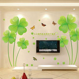 清新绿色四叶草电视墙纸背景墙贴画客厅墙贴装饰画花卉墙贴墙壁画