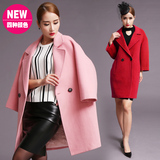 2015新款韩版茧型宽松中长款羊绒大衣毛呢外套正品显瘦女呢子冬季