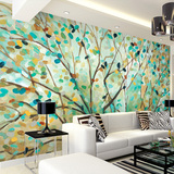大型壁画油画抽象树树枝树叶野果果实餐厅客厅壁画墙纸无纺布壁纸