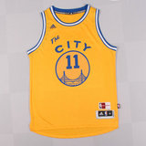 勇士队11号克莱-汤普森球衣 Klay Thompson篮球服 THE CITY复古黄