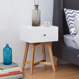 简约北欧实木床头柜卧室组装抽屉小储物边柜现代创意白色收纳角几