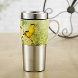 爱屋格林Evergreen创意陶瓷马克杯 不锈钢带盖咖啡水杯子 鸟之声