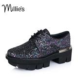 Millie's/妙丽秋季专柜同款亮片布厚底活力女单鞋LC321CM5