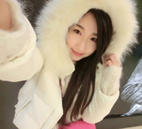 冬新款韩版修身显瘦加厚保暖大毛领短款白鸭绒羽绒服外套女学生装