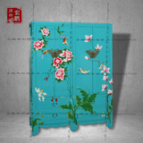 中式彩绘花鸟大衣柜 首饰柜 储物柜 手绘古典 仿古实木 可定制