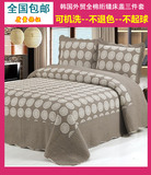 韩国水洗床盖三件套绗缝被空调被全棉纯棉床套外贸欧式床罩厚床单