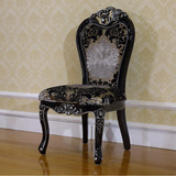 黑色椅实木餐椅欧式布艺餐椅家具欧式 新古典餐椅组合扶手椅雕花