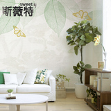 定壁画制绿色树叶现代简约卧室客厅背景墙无纺布环保定制墙纸壁纸