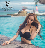2015正品韩版维多利亚的秘密黑色比基尼钢托聚拢泳衣小胸大胸泳装