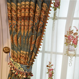 雅熙莱帝 新品高档美式雪尼尔提花客厅卧室窗帘窗纱定制 阿什丽格