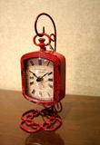 可立特美式金属桌面时钟/紫红色时尚挂钟/欧式座钟/美式复古钟表