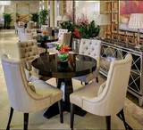 欧式布艺餐椅新古典酒店餐桌椅美容院售楼部洽谈桌椅餐厅软包椅子