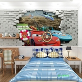 大型壁画3D立体汽车总动员墙纸男孩个性儿童房壁纸电视背景墙卡通