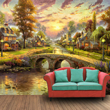 欧式大型壁画 山水风景油画壁纸 客厅沙发卧室电视背景墙墙纸墙布