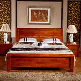 柏梦胡桃木床现代中式全实木1.5米双人床高档卧室1.8米婚床