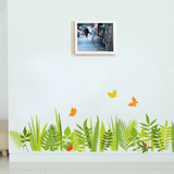 田园创意温馨植物草丛踢脚线墙贴纸玻璃腰线贴画自粘防水走廊楼道