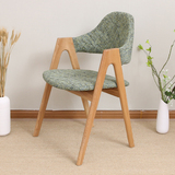 北欧简约现代实木餐椅白橡木原木餐椅休闲洽谈椅水曲柳榉木布艺椅