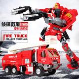 变形玩具金刚4 探长火警侦探救援消防汽车机器人声光儿童玩具礼物