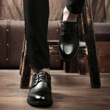 英伦青年系带黑色正装皮鞋男士商务尖头休闲鞋工作鞋西装皮鞋夏季