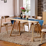 北欧简约现代 实木白蜡木餐桌欧式原木咖啡椅组合会议椅一桌六椅