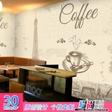 手绘简约巴黎埃菲尔铁塔墙纸定制壁画咖啡餐厅奶茶小食甜品店壁纸
