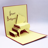 钢琴 定制批发3D韩国手工立体创意员工生日贺卡片 纸雕模型diy