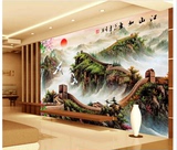 3D立体大型壁画客厅办公室酒店风景背景墙4D壁纸万里长城江山如画