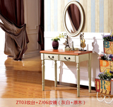 地中海梳妆台卧室白色化妆桌子实木美式乡村妆柜储物化妆台组合