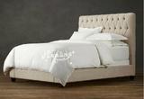 美式乡村麻布方床欧式布艺双人床1.5米1.8米软包时尚简约床可定制