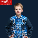 芝麻开门童装2015秋冬款男童衬衫中大童英伦格子儿童长袖纯棉衬衣