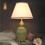 Q子兰灯饰中式陶瓷台灯绿色复古温馨大气书房装饰卧室温馨床头灯