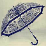 英伦建筑加厚透明雨伞自动长柄伞可爱韩国公主伞拱形伞晴雨伞男女