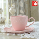 包邮欧式浮雕陶瓷色釉咖啡杯碟下午茶咖啡杯水杯早餐杯意式红茶杯