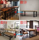 人餐桌椅组合实木长方形办公电脑书桌吧台桌定做复古铁艺西餐厅6