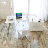 易构电脑桌台式现代简约卧室白色烤漆旋转转角书桌家用组合办公桌