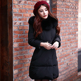 帕加尼迪 2015冬季韩版女士羽绒服女中长款修身加厚狐狸真大毛领