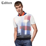 卡宾夏季新款男装 圆领套头提花修身短袖休闲针织衫B/3152108034