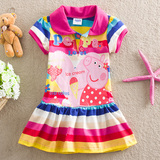 [转卖]佩佩猪童装2016夏装新款纯棉女童印花可爱条纹连衣裙