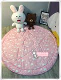 ins韩国卡通小鲸鱼 粉色地毯纯棉圆形地垫 宝宝爬行垫 儿童游戏垫