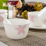 依众唐山骨瓷餐具套装 碗盘碗碟套装家用 韩式陶瓷器特价4人碗筷
