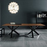 LOFT美式复古铁艺实木餐桌椅办公桌长方形会议电脑桌长桌工作台