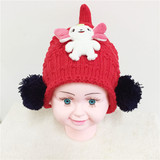 婴儿童帽子秋冬3-6-12个月男女1-2岁宝宝毛线加绒厚套头胡巴帽子