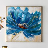 客厅书房卧室玄关帆布有框装饰挂画蓝色花朵手绘油画