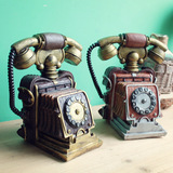 欧式复古做旧咖啡馆酒吧店铺餐厅老式电话机橱窗陈列装饰模型摆件