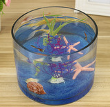 特价包邮 圆形透明玻璃金鱼缸 大号乌龟缸圆形缸 时尚水培花瓶